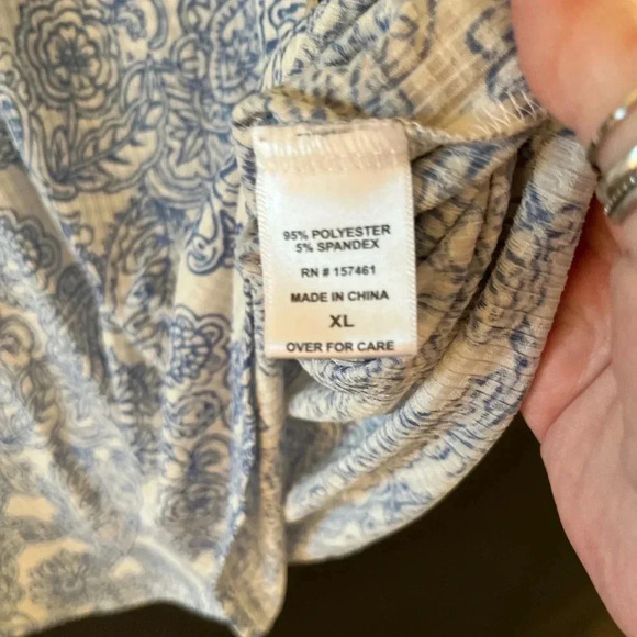 Cathy women’s size extra large 3/4 length sleeve blue and white tunic top - Picture 2 of 3